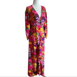 Rixo Pink Floral Open Back Dress Sz 10, Cascade Ruffle Front Limited Edition NWT